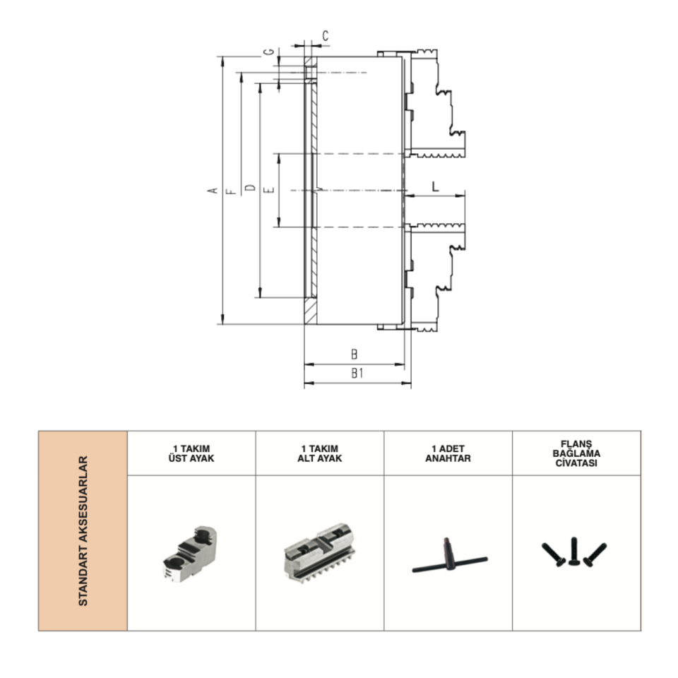 HARVEST 3 Ayaklı Döküm Gövdeli Döndürülebilir Torna Aynası