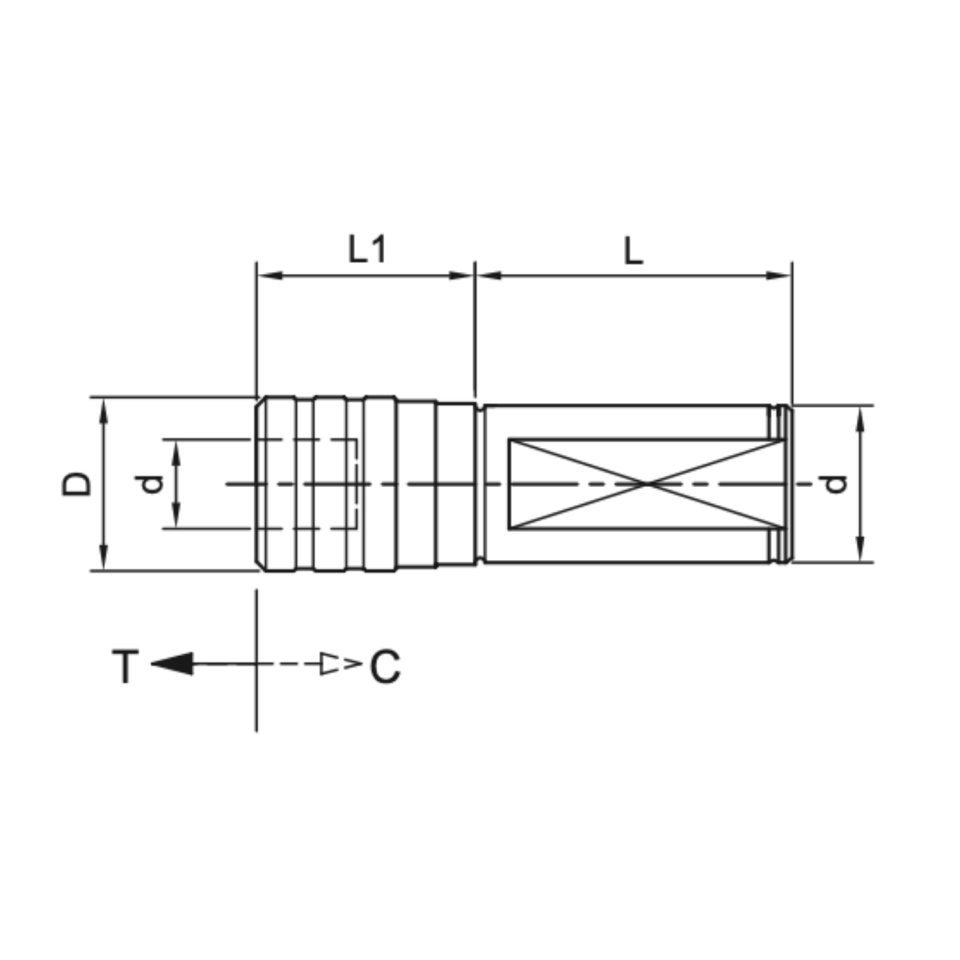 KRAFT C ( Silindirik Şaftlı ) Kılavuz Çekme Başlığı Giriş Ve Çıkış Kompanzeli