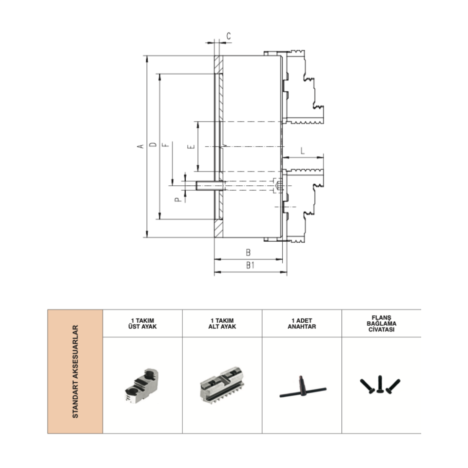 HARVEST 4 Ayaklı Döküm Gövdeli Döndürülebilir Önden Bağlantılı Torna Aynası