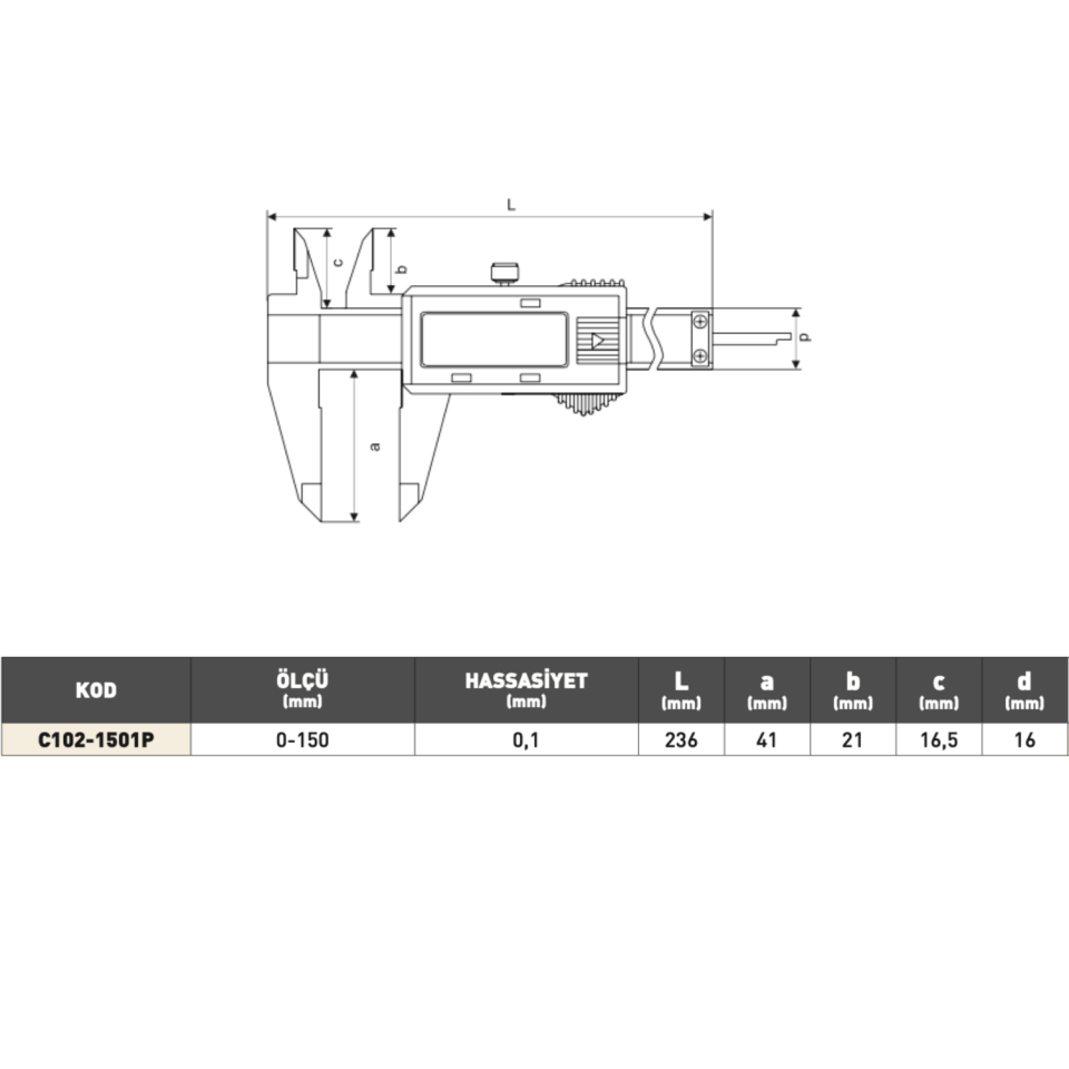 PLD 0-150 mm Karbon Fiber Dijital Kumpas