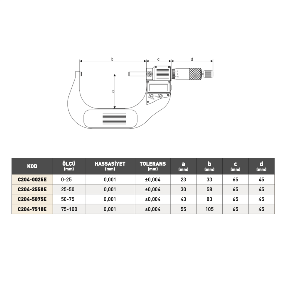 PLD Ekonomik Tip Dijital Dış Çap Mikrometre