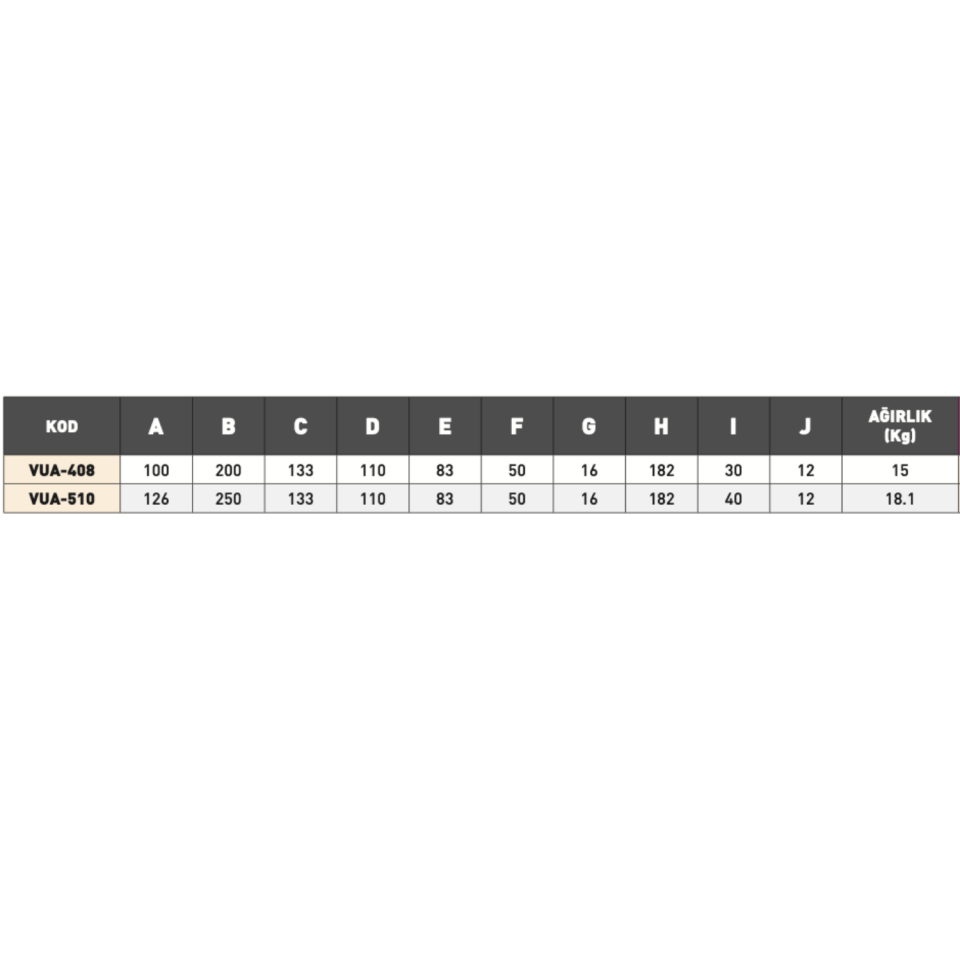 VERTEX Üniversal Açılı Tabla