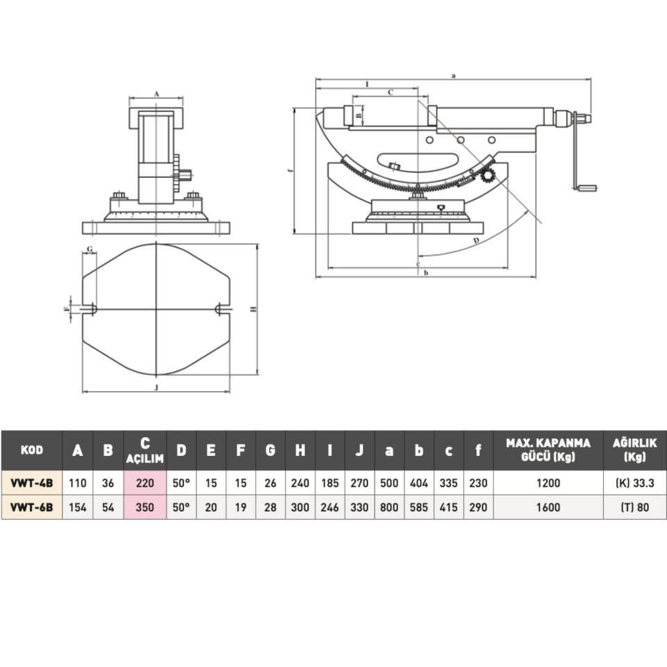 VERTEX 2 Açılı Makina Mengenesi