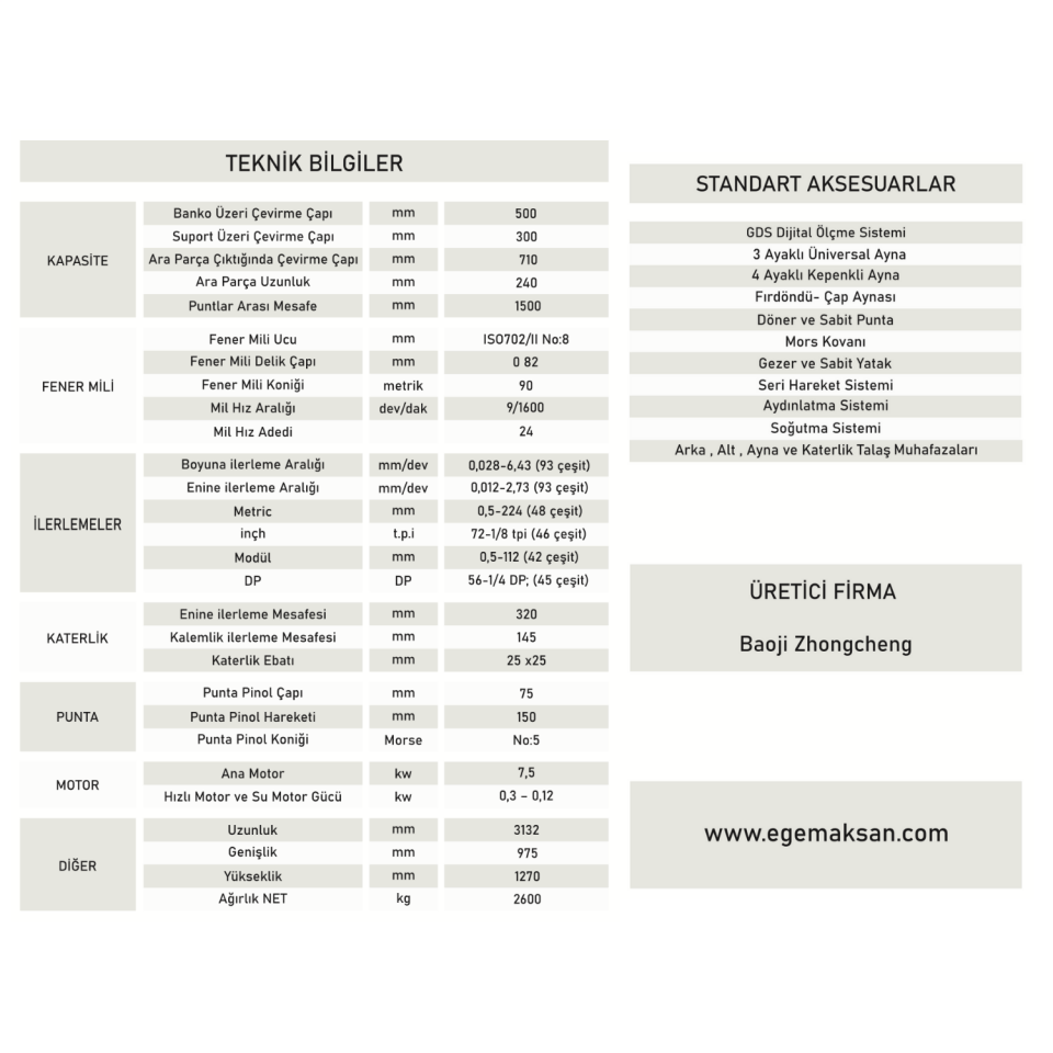 BAOJİ CS6250B / 1500 TORNA TEZGAHI