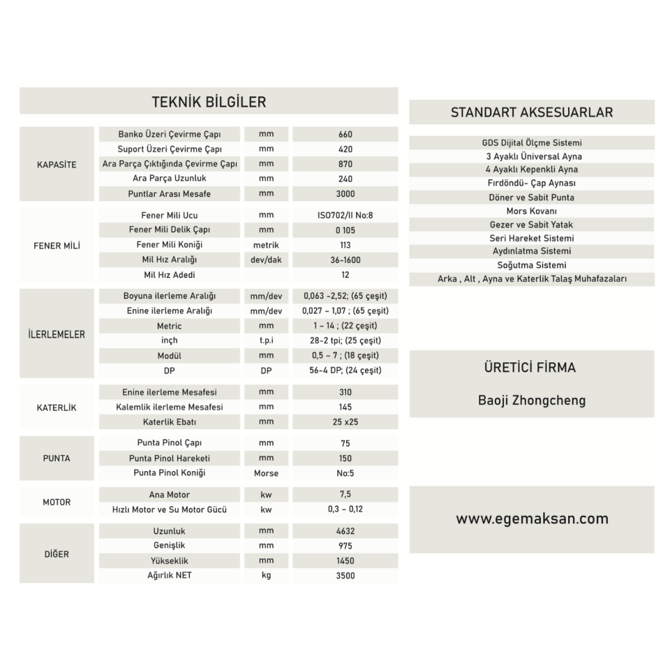 BAOJİ CS6266C / 3000 TORNA TEZGAHI