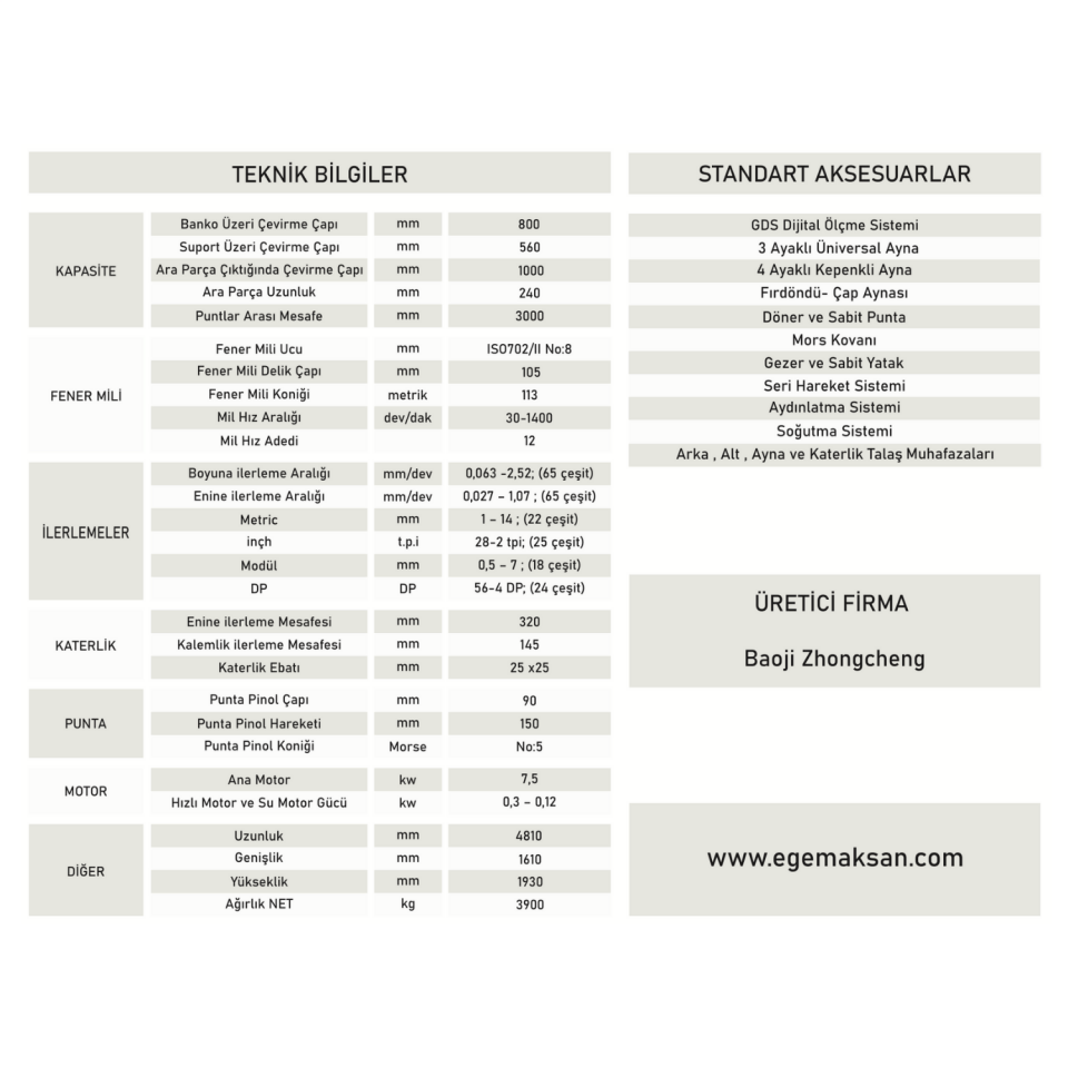 BAOJİ CQ6280C / 3000 TORNA TEZGAHI