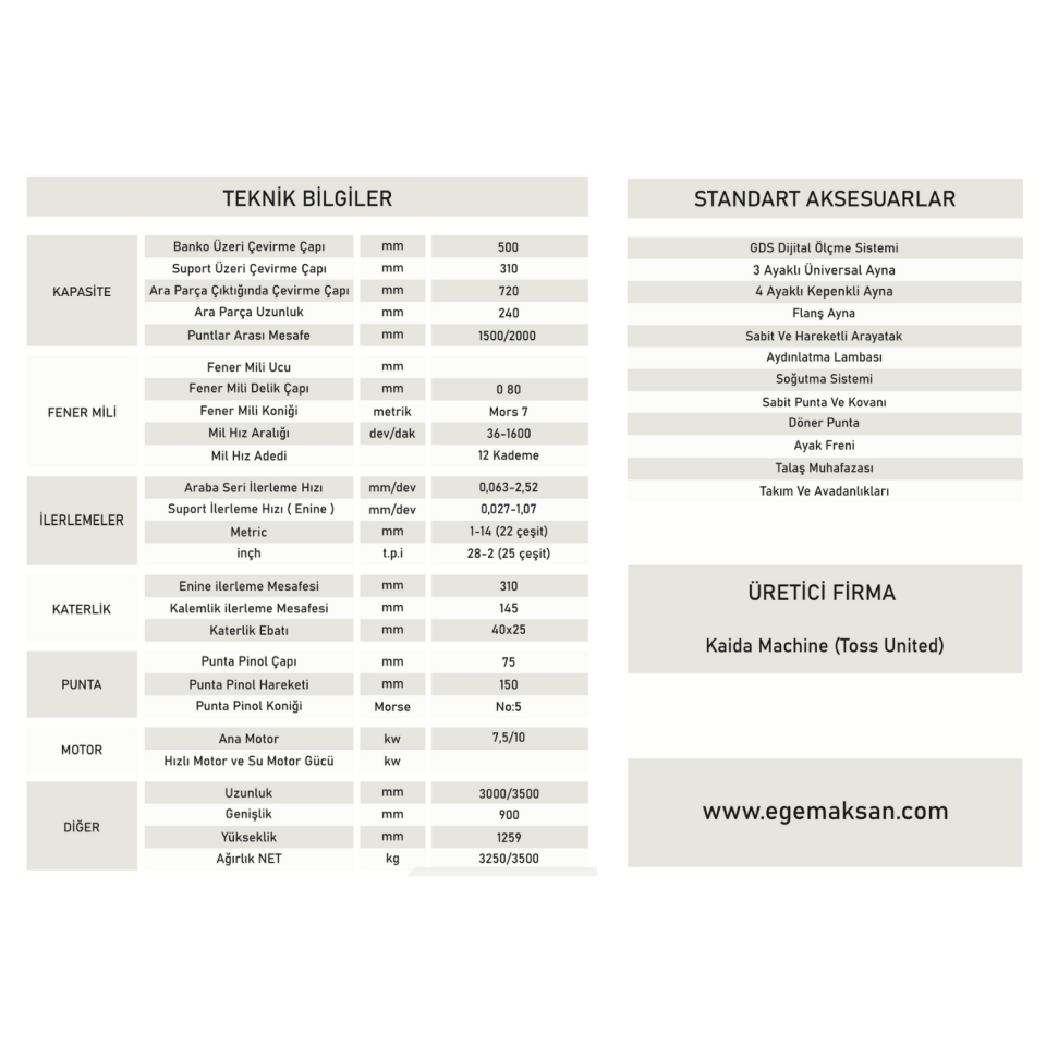 TOSS UNITED TU 500B TORNA TEZGAHI