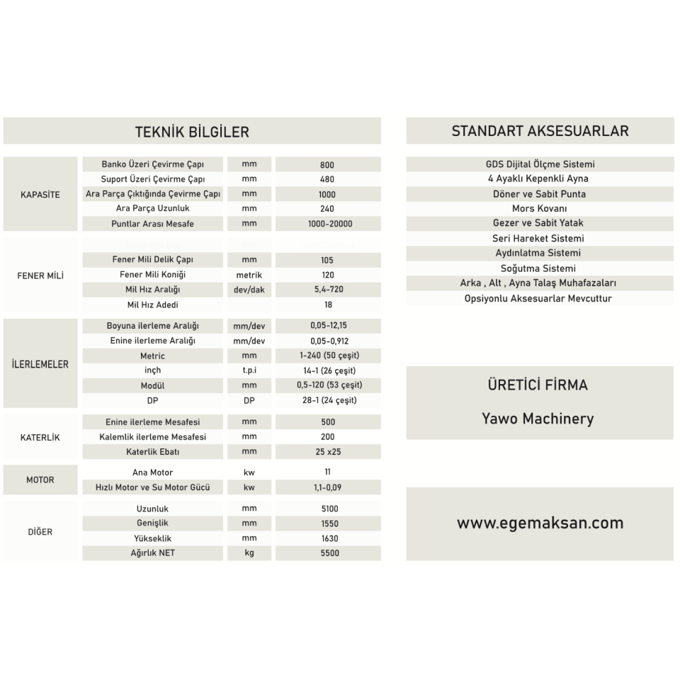 YAWO CW6180/6280 TORNA TEZGAHI