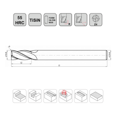 KRAFT Uzun Köşe Radyüs Karbür Parmak Freze