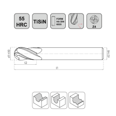 KRAFT 4 Ağız Küresel Kısa Karbür Parmak Freze