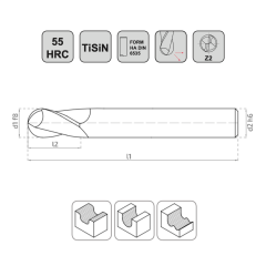 KRAFT 2 Ağız Küresel Uzun Karbür Parmak Freze