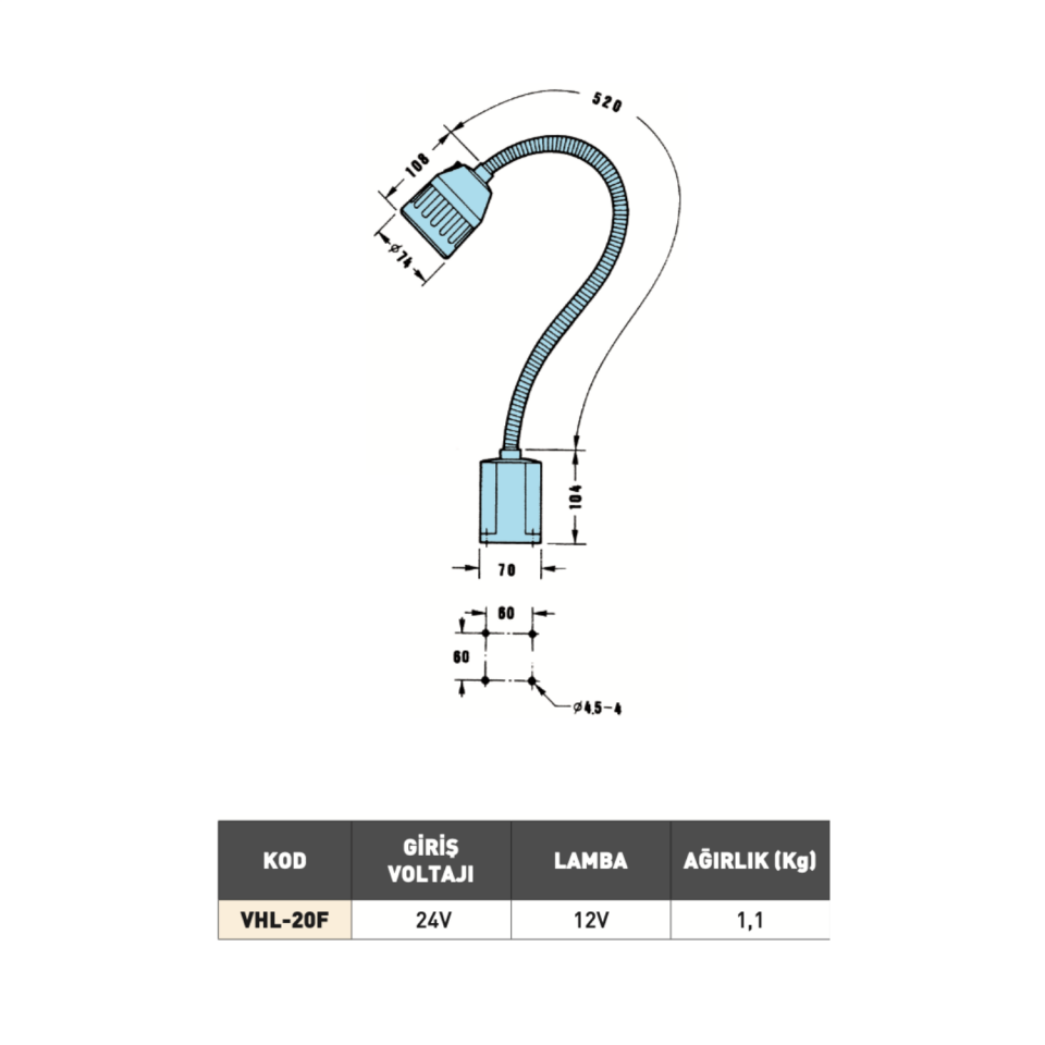 VERTEX Halojen Tezgah Lambası
