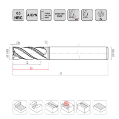 KRAFT Chatter Free Karbür Parmak Freze