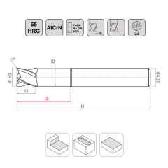 KRAFT Köşe Radyüs Karbür Parmak Freze