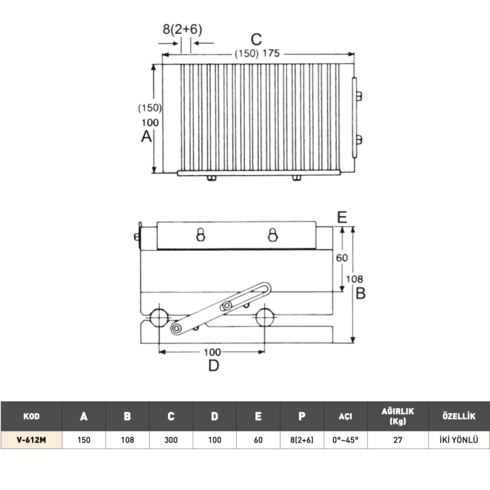 VERTEX Manyetik Sinüs Tabla İki Yönlü