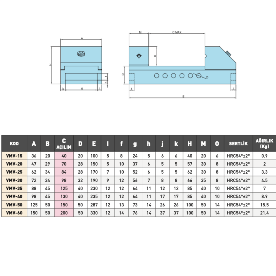 VERTEX Pimli Hassas Tezgah Mengene
