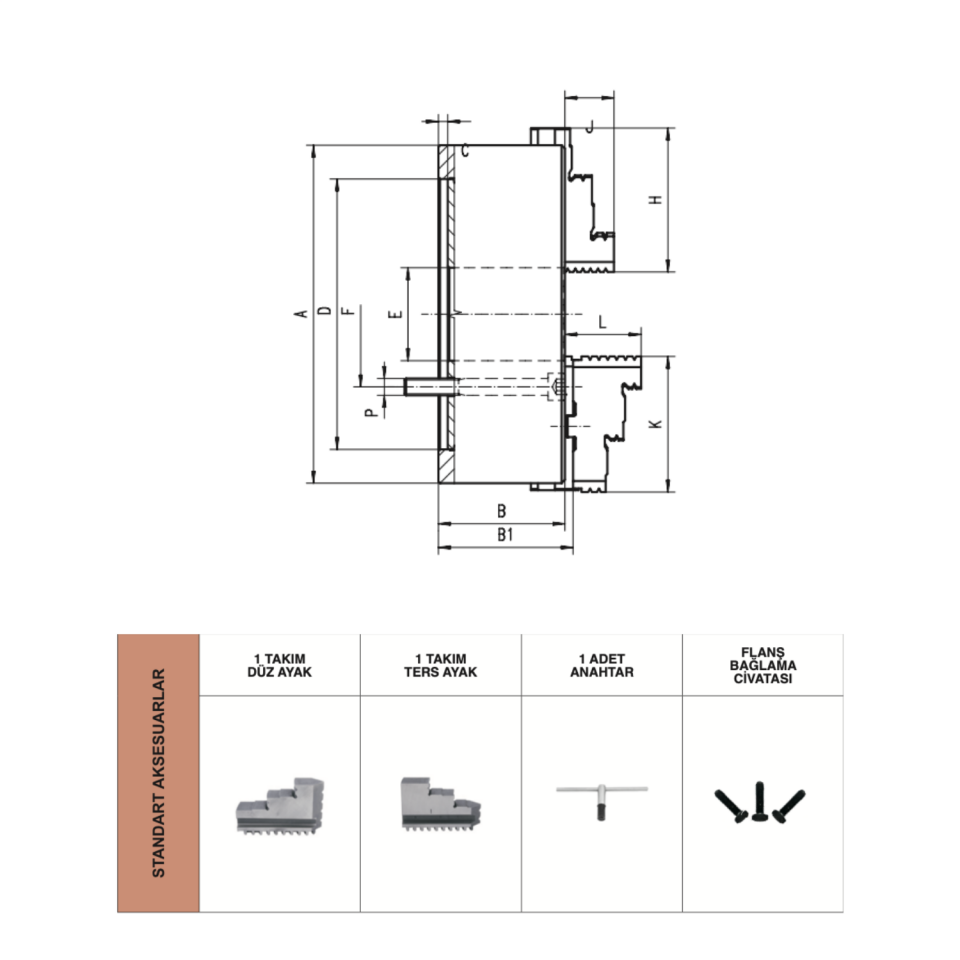 BISON 3 Ayaklı Döküm Gövdeli Torna Ayna