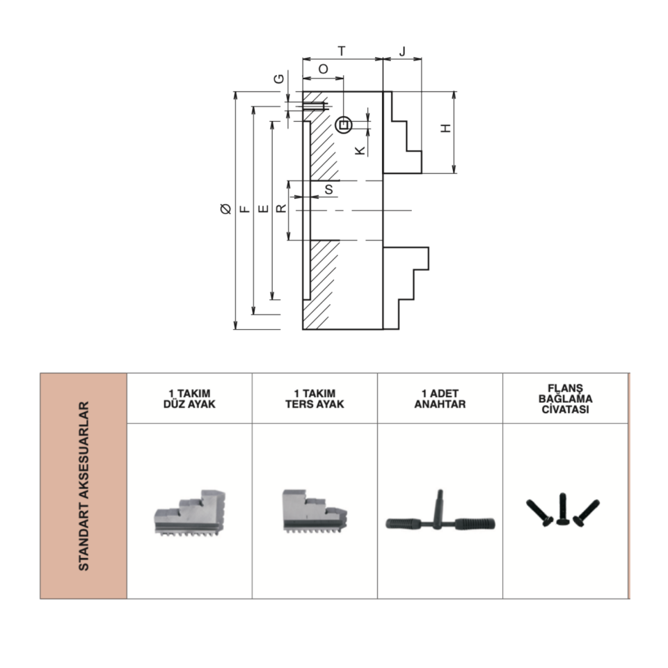 TOS SVITAVY 3 Ayaklı Döküm Gövdeli Torna Aynası
