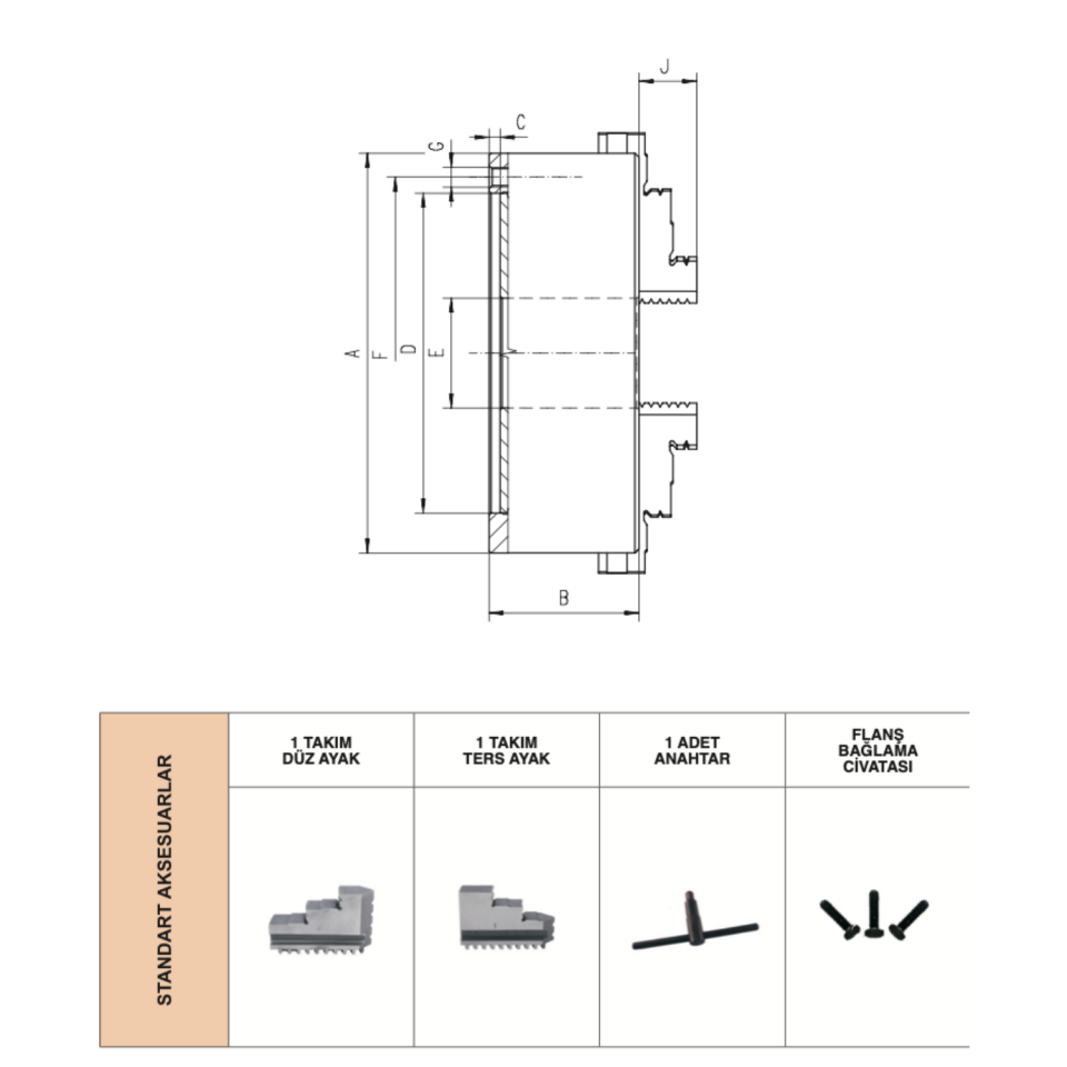 HARVEST 3 Ayaklı Döküm Gövdeli Torna Aynası